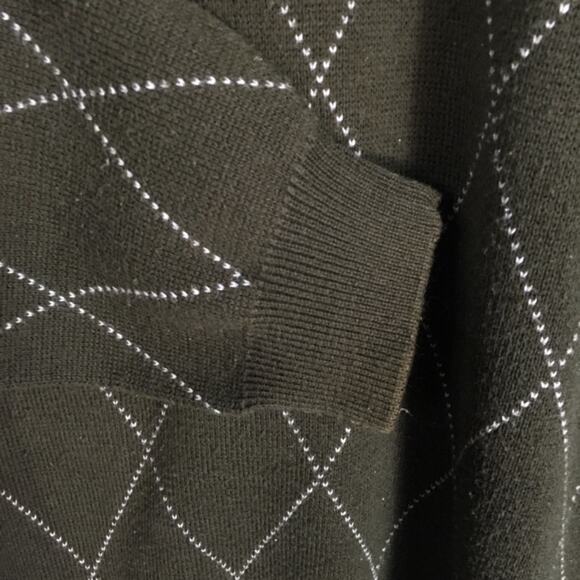 Vintage Army Green Sweater Diamond Print Large - Picture 7 of 10
